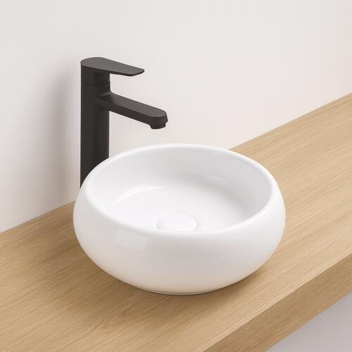 Vasque ronde à poser SORA en céramique Ø36 x h.12 cm - Blanc brillant